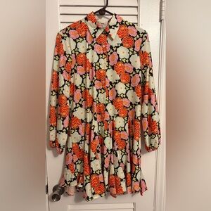 Floral Pleated Midi Skirt - Black with Red & Pink Flowers
New/no tags